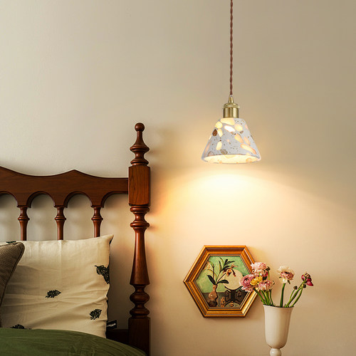 雷士照明床头吊灯卧室复古小吊灯创意新款艺术卧室中古吊灯LED - 图0