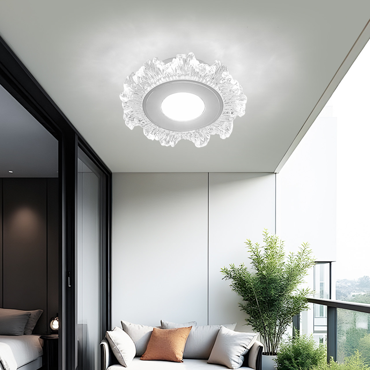 雷士照明现代简约水晶圆形玄关灯LED过道阳台灯具轻奢,淘宝优惠券,粉丝福利购,淘宝优惠卷