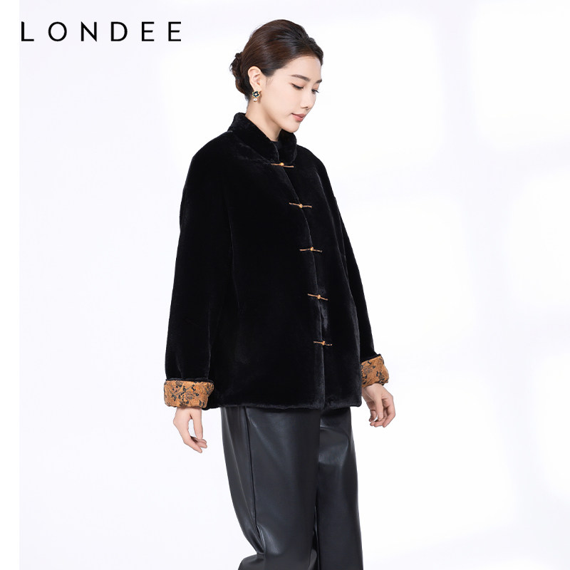 Londee/龙笛秋冬新中式复古高级感丝绒上衣铺棉保暖外套4T25271,淘宝优惠券,粉丝福利购,淘宝优惠卷