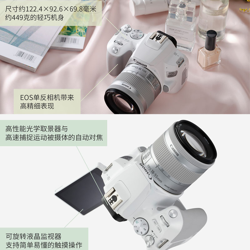 全新佳能200D2 II二代单反相机入门级高清数码照相机旅游便携200D - 图1