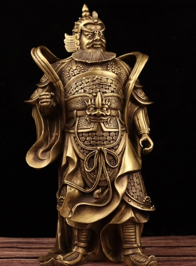 黄铜哼哈二将神像仿古金刚菩萨摆件全铜门神家居桌面装饰大号佛像
