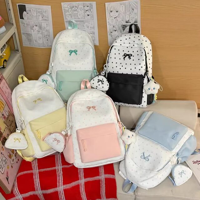 Schoolbags, junior high school girls' high-looking bow backpacks