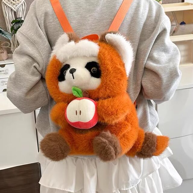 Cute Apple Red Panda Doll Bag New Backpack School Bag Girls Children Baby Casual Mini Backpack
