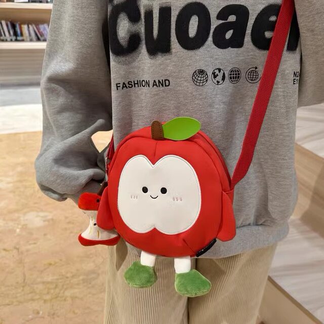 Cute Apple Backpack Women's 2025 New Cartoon Student Small School Bag Travel Backpack Casual Commuting Bag
