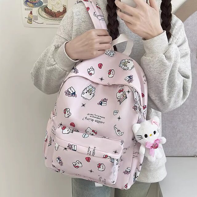 Kitty cat school bag ins Japanese female junior high school student cute college student campus elementary school student lightweight KT cat backpack