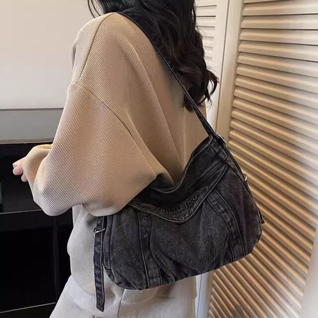 Denim large capacity crossbody women's commuting tote bag