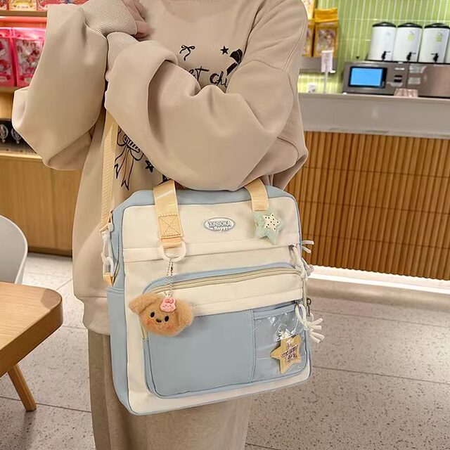 Japanese versatile high-looking single shoulder crossbody bag ins college style soft girl girl bag large capacity backpack
