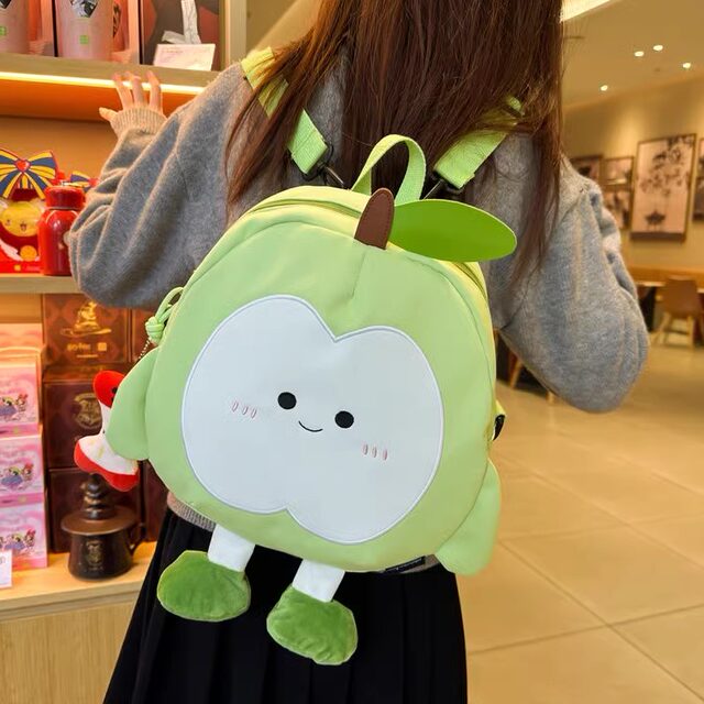 Cute Apple Backpack Women's 2025 New Cartoon Student Small School Bag Travel Backpack Casual Commuting Bag