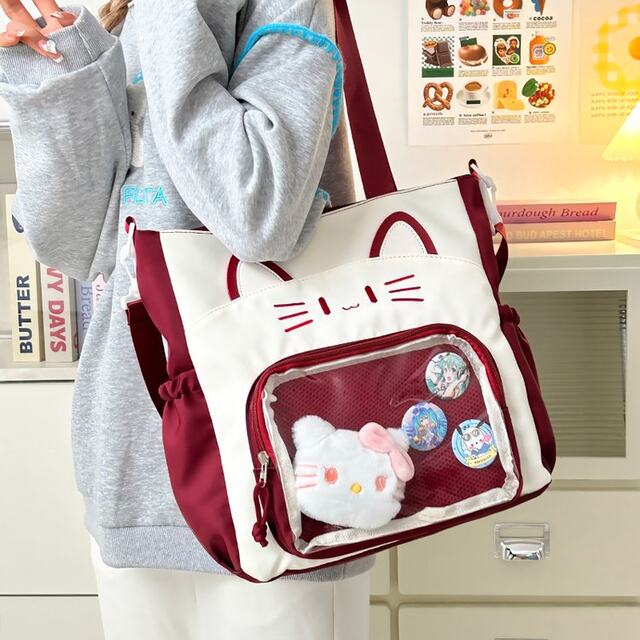Canvas bag girls crossbody shoulder bag handbag book bag versatile large capacity student class bag tutoring bag