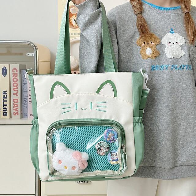Canvas bag girls crossbody shoulder bag handbag book bag versatile large capacity student class bag tutoring bag