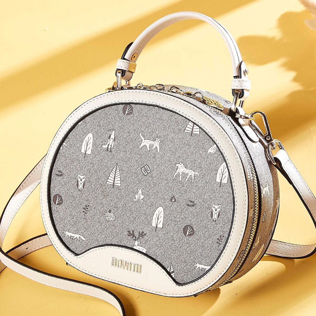 柏雅图新款时尚百搭女圆形小包包 柏雅图箱包女士包袋