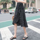 Summer chiffon strappy black and white polka dot fishtail skirt
