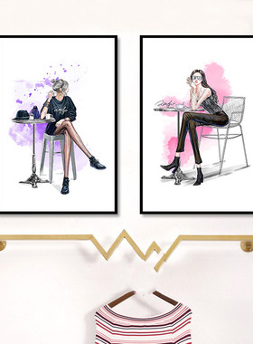服装店装饰画抽象创意海报图女装店时尚个性挂画收银台背景墙壁画