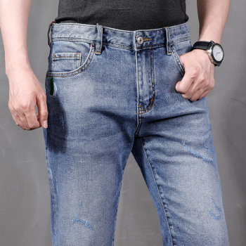 AA128 Nagging Denim Summer ໃຫມ່ສັ້ນຜູ້ຊາຍແບບງ່າຍດາຍ slightly Elastic Versatile Slim Fit ຫ້າ-ຫ້າ Pants