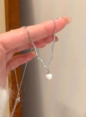 气质女轻闪钻设计感锁骨时尚ins珍珠项链风精致批发链波浪奢小众