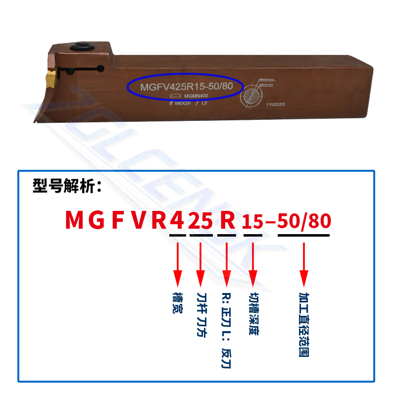 7字形端面槽刀杆 90度端面切槽刀MGFVR320/325/420/425-44/62/120 - 图1