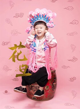 儿童摄影素材凤冠戏剧风毛毛球