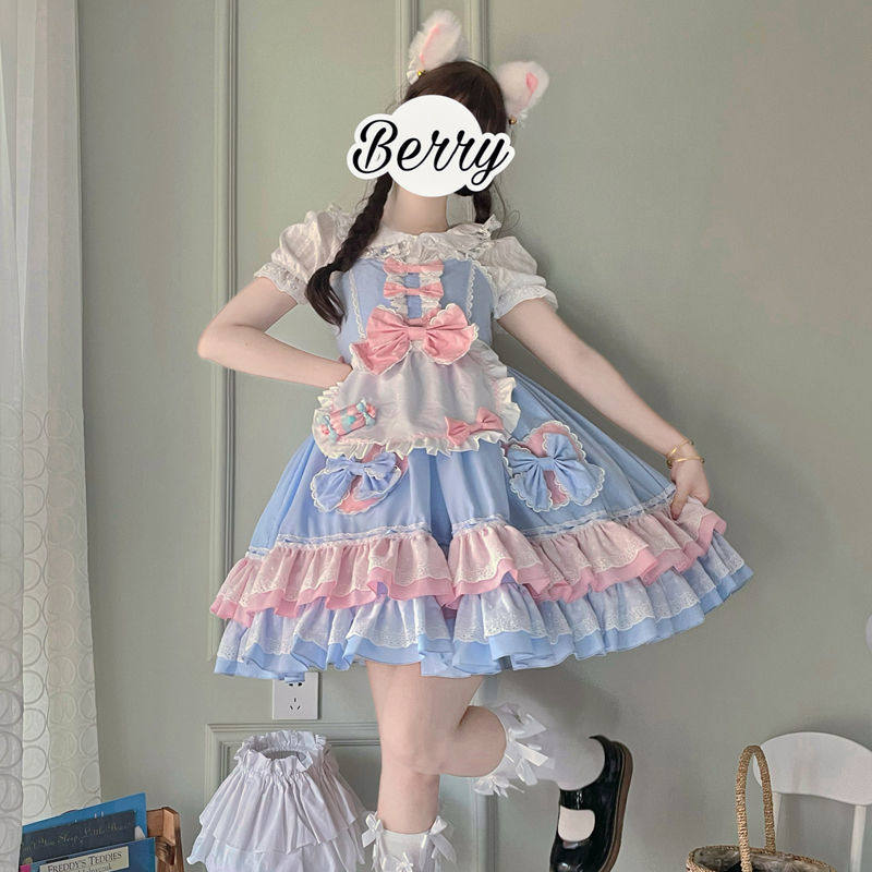 原创设计Lolita洛丽塔洋装公主连衣裙子女生萝莉塔全套装吊带衬衫_虎窝淘