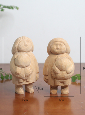 木雕娃娃摆件卡通可爱女孩