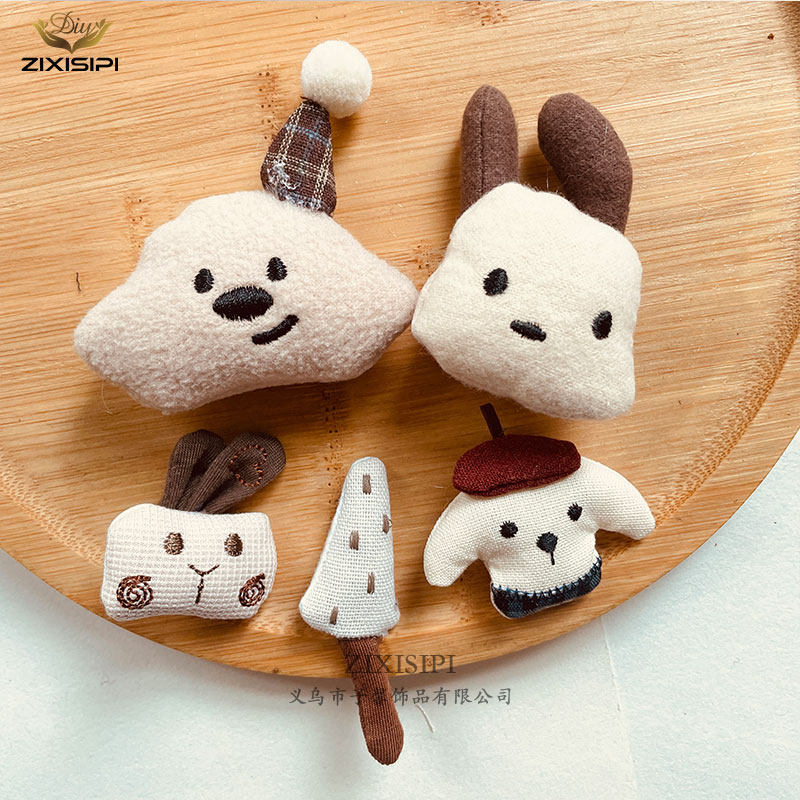 创意蘑菇小狗可爱海绵填充棉麻布艺diy发饰发夹小配饰/M1013,淘宝优惠券,粉丝福利购,淘宝优惠卷