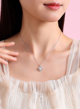 S925银莫比乌斯玫瑰锆石项链