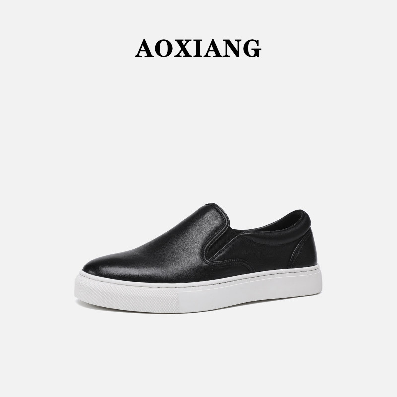 奥象黑色乐福鞋男平底休闲鞋秋季新款百搭男士一脚蹬懒人鞋子板鞋,淘宝优惠券,粉丝福利购,淘宝优惠卷