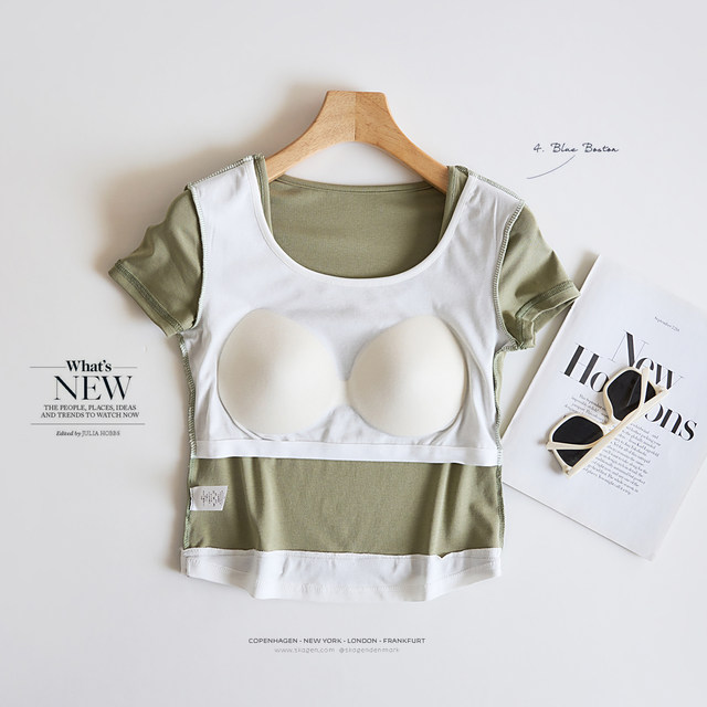 Lyocell cotton 7A ເສື້ອຍືດຄໍແຂນສັ້ນ ໜາ ຕ້ານເຊື້ອແບັກທີເຣັຍ padded ຕ້ານເຊື້ອແບັກທີເຣັຍເສື້ອຍືດແຂນສັ້ນສໍາລັບແມ່ຍິງ, ປອມສອງສິ້ນເຫມາະພາຍໃນ.