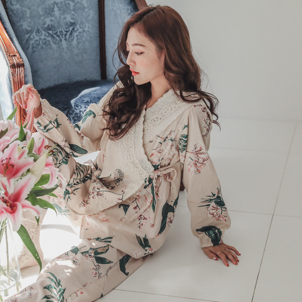 纯棉纱布和服月子服产妇春秋睡衣 lmsj服饰家居服套装