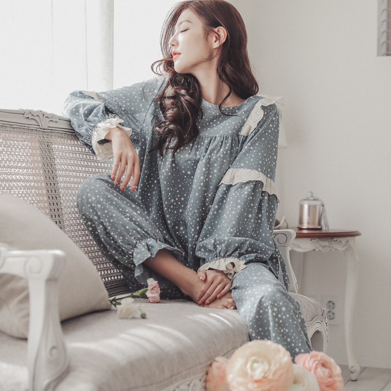 月子服喂奶产后纯棉怀孕期夏睡衣 lmsj服饰家居服套装