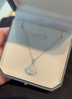 满钻银杏叶小裙子项链女生礼物
