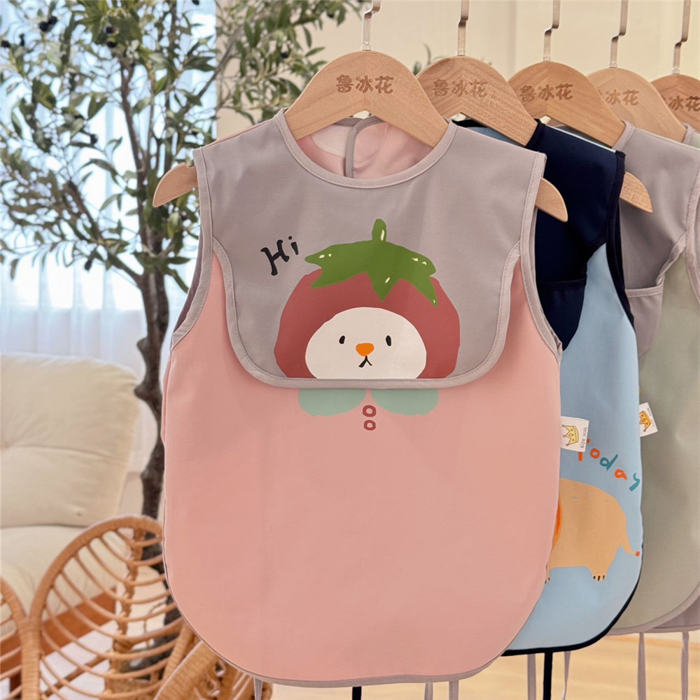 Lu Binghua children's waterproof smock baby autumn and winter short-sleeved infant and toddler eating bib anti-dirty reverse dressing kindergarten