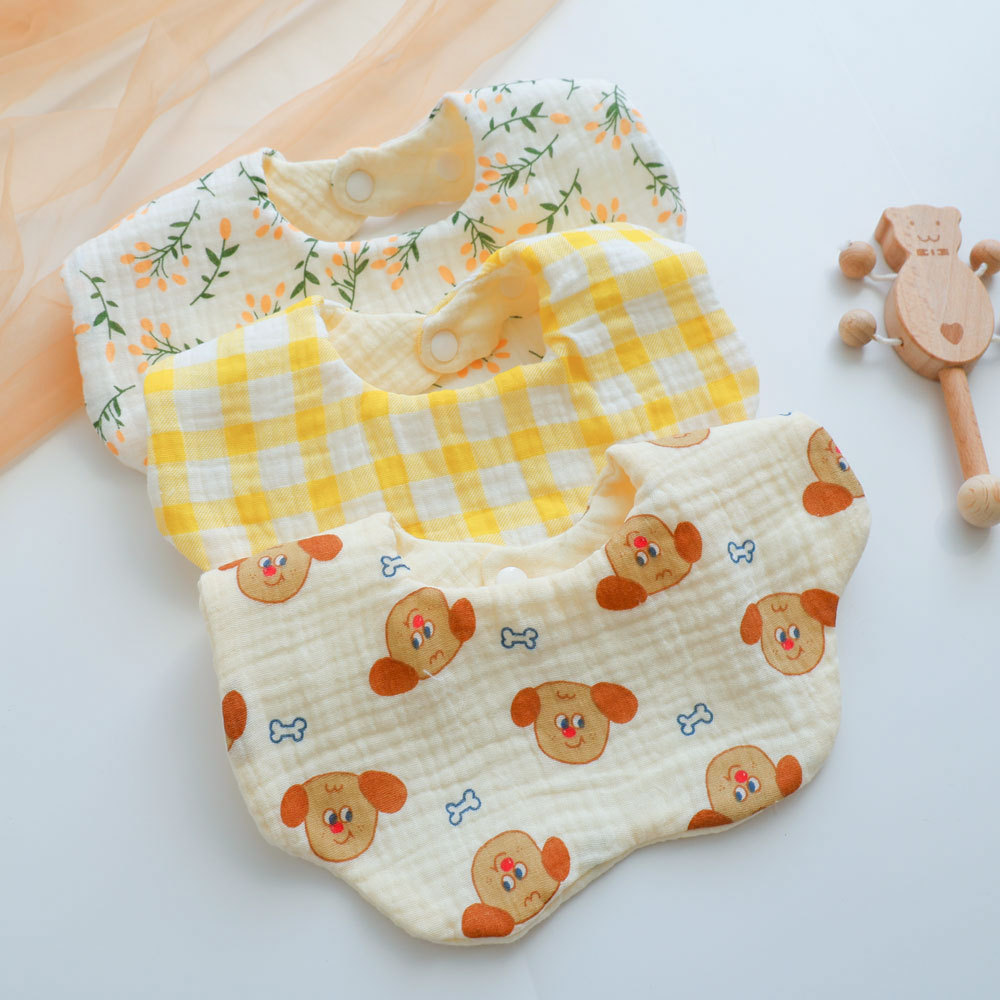 Baby lace bibs manufacturer wholesale printed newborn bibs 6-layer gauze anti-spitting baby saliva towel