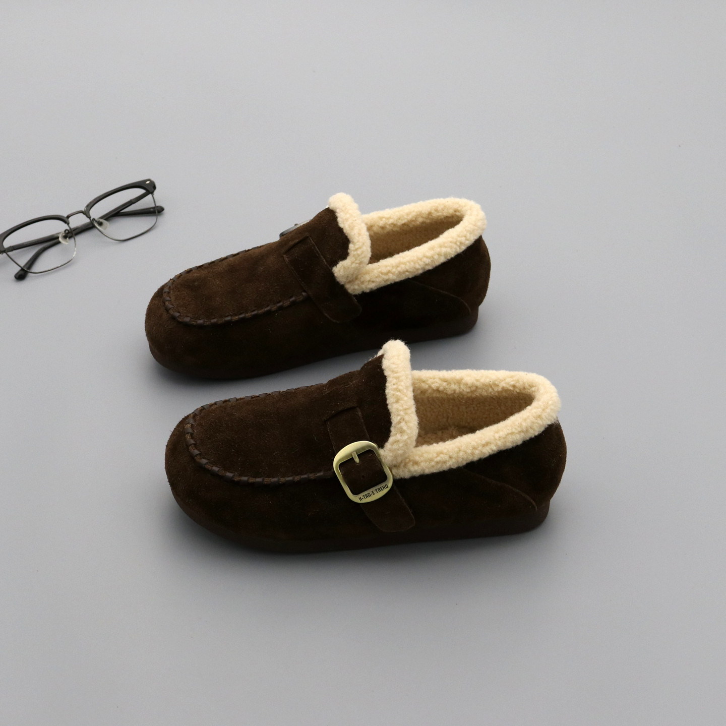 羊羔毛勃肯鞋女棉鞋子冬季真皮加绒保暖平底一脚蹬休闲乐福豆豆鞋,淘宝优惠券,粉丝福利购,淘宝优惠卷