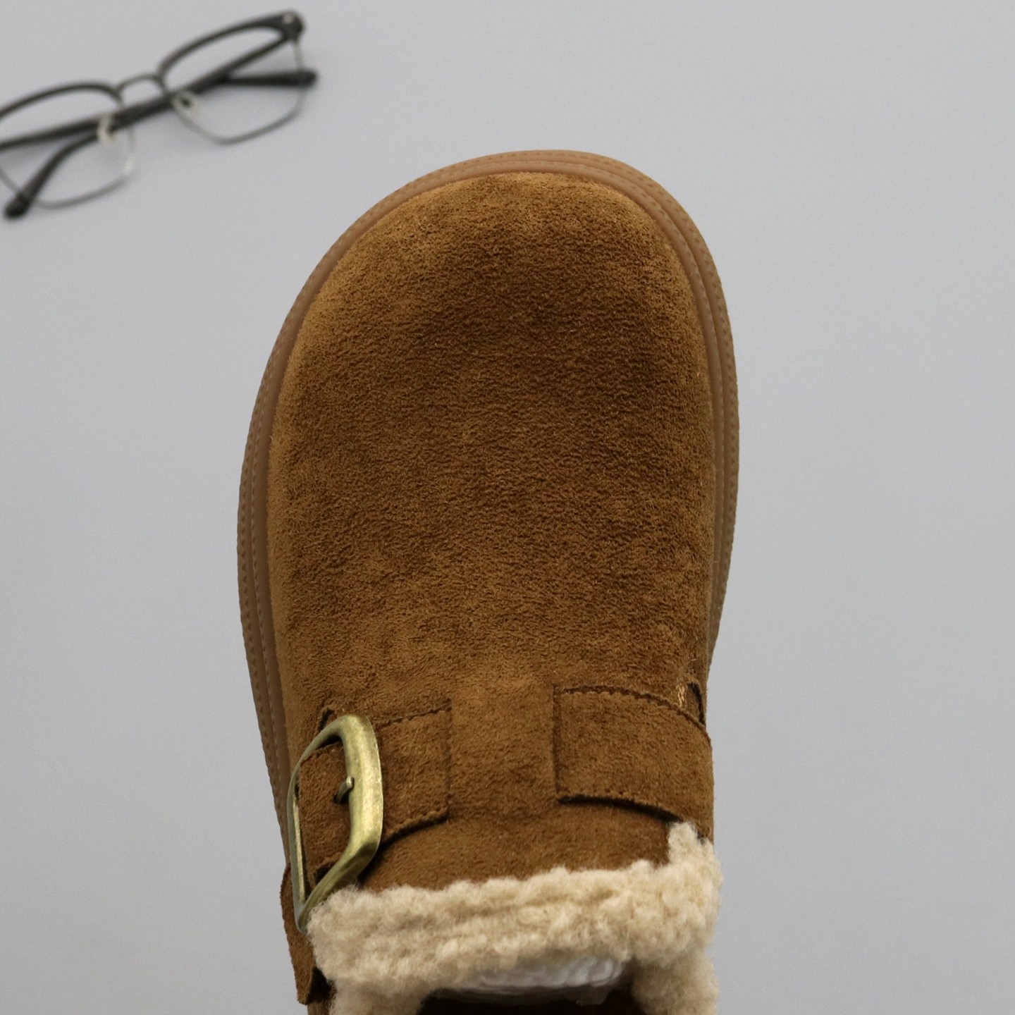 加绒勃肯鞋女乐福鞋2025年冬季圆头绒面羊羔毛保暖休闲厚底棉鞋子,淘宝优惠券,粉丝福利购,淘宝优惠卷