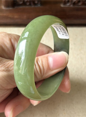 天然和田玉手镯52.2黄口料原物实拍玉石手镯A货正品和田玉手镯子