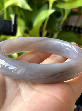 天然和田玉手镯烟紫玉径60一物一图玉石手镯A货正品和田玉手镯子