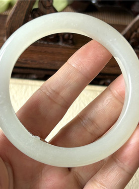 天然和田玉白玉手镯内径55.8原物实拍玉石手镯A货正品和田玉镯子