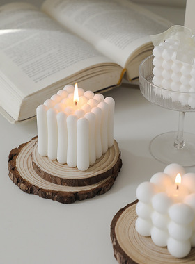 创意白色几何魔方香薰蜡烛卧室香氛摆件生日礼物结婚伴手礼candle