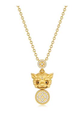 TWINSLULU古法拉丝招财貔貅项链