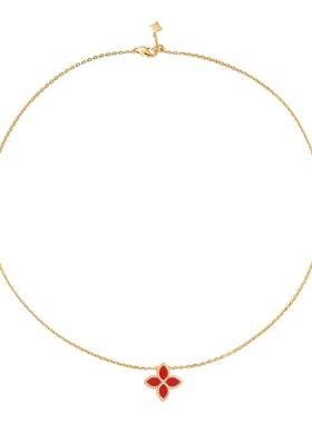 TWINSLULU简约红色四叶花项链