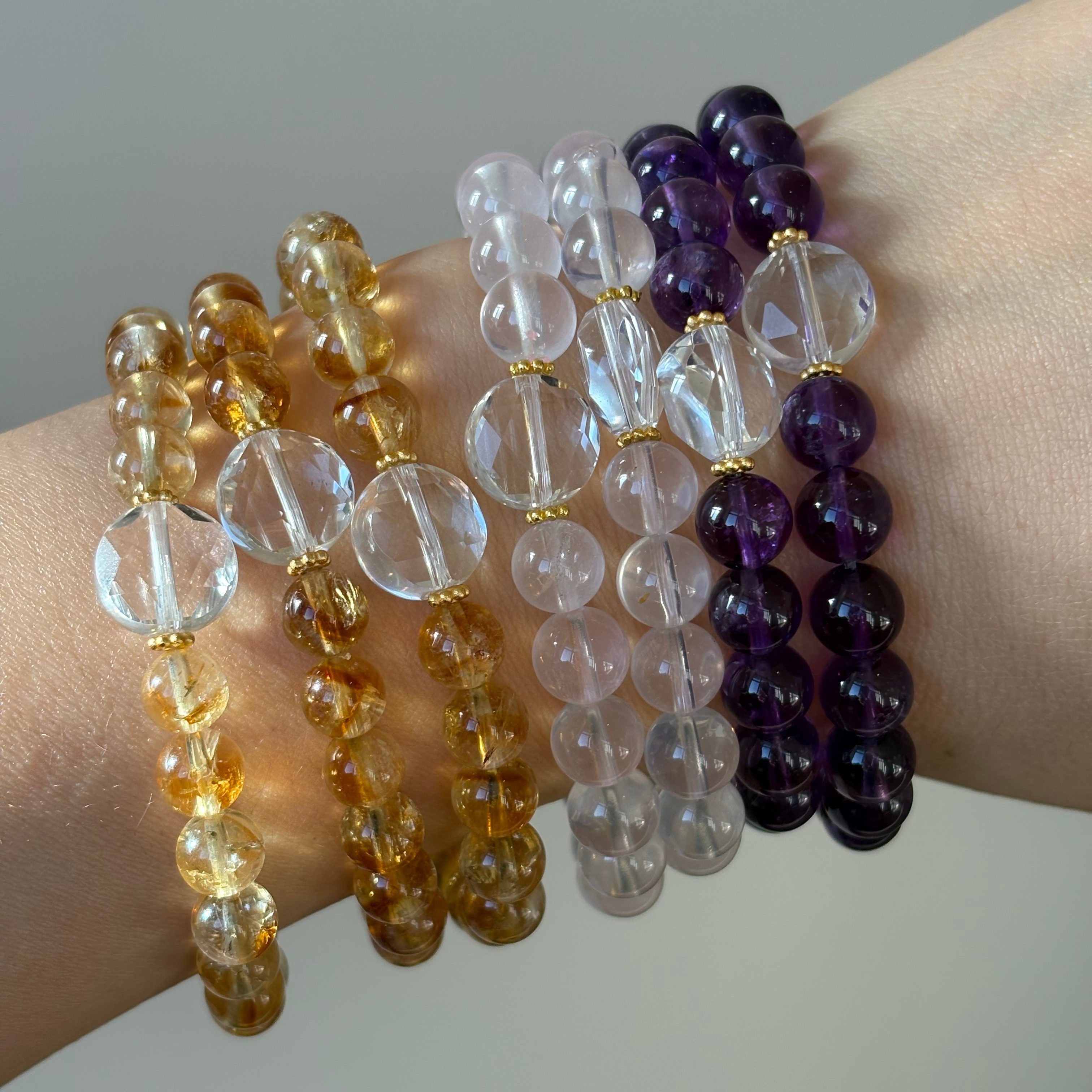 花桐里  天然黄水晶紫水晶粉水晶切面白水晶六芒星银手串,淘宝优惠券,粉丝福利购,淘宝优惠卷