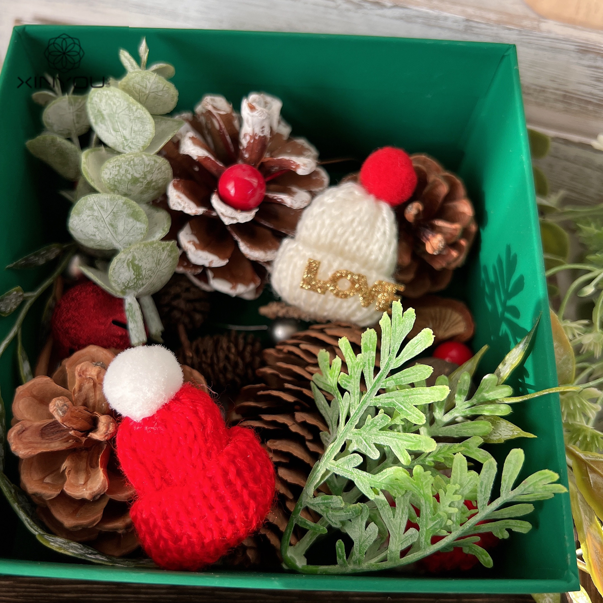 心悠圣诞熊配件毛线小帽子红绿围巾平安果礼盒装饰圣诞树DIY材料,淘宝优惠券,粉丝福利购,淘宝优惠卷