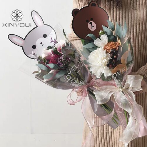 心悠敲可爱少女心女神节单支袋儿童节鲜花包装创意卡通花束多支袋 - 图0
