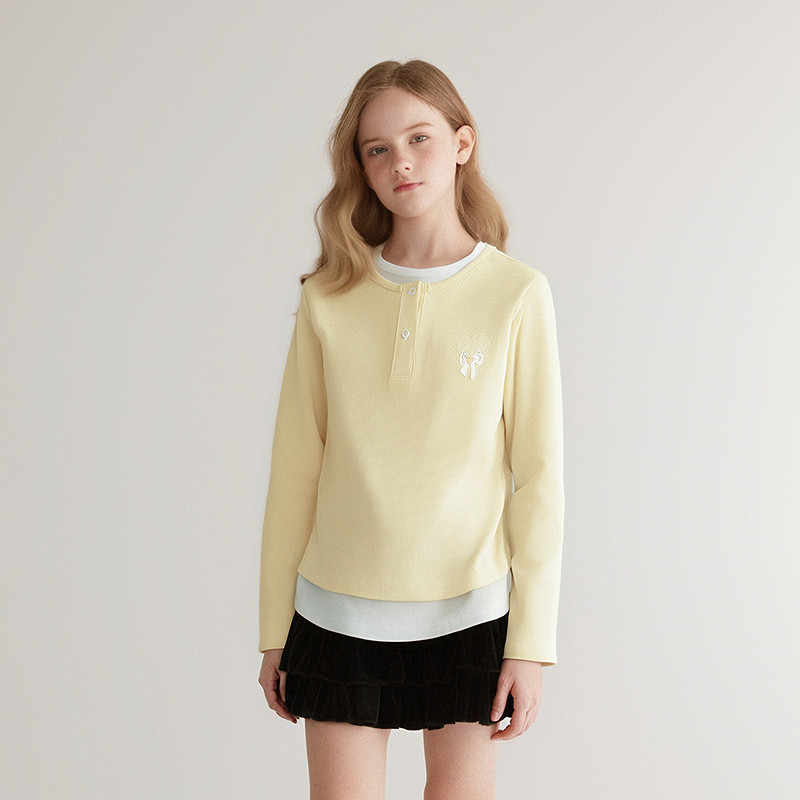 笛莎童装女童长袖T恤2025春季新款儿童女孩假两件圆领上衣打底衫,淘宝优惠券,粉丝福利购,淘宝优惠卷