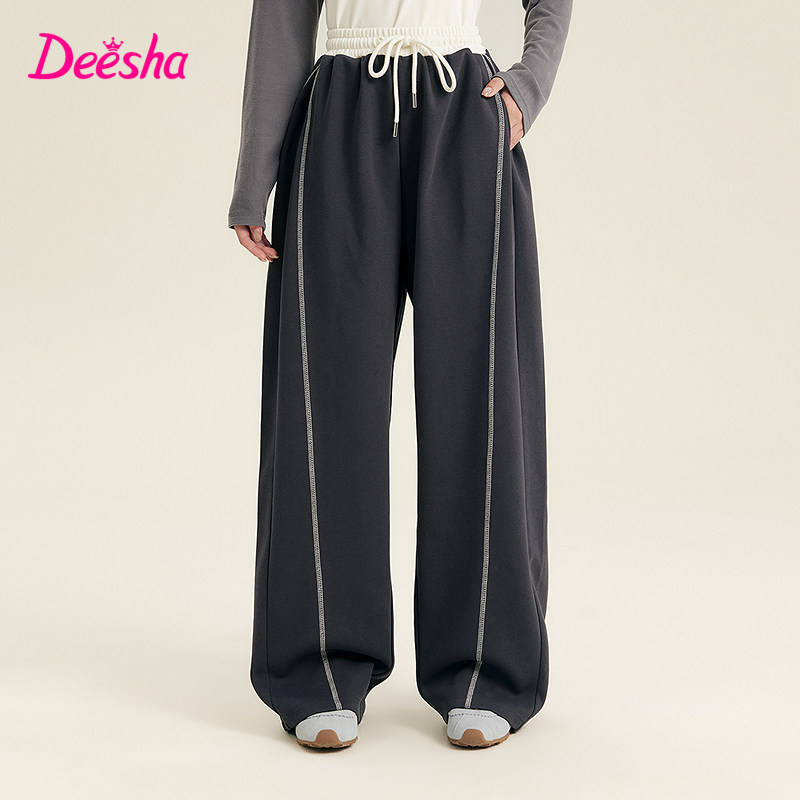 笛莎童装女童裤子春季新款儿童中大童青少年运动裤阔腿裤洋气长裤,淘宝优惠券,粉丝福利购,淘宝优惠卷