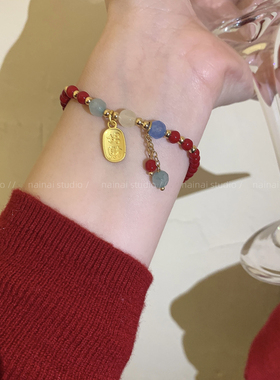 红色手链~新年招财气质串珠手串适合过年喜庆弹力新中式国风手饰