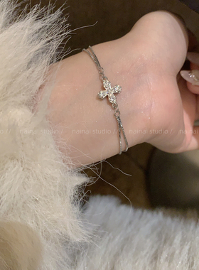 锆石十字架手链~微镶满钻高级感轻奢小众设计韩版百搭双层手饰女