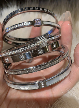 请冷风高级感轻奢银色钛钢手镯