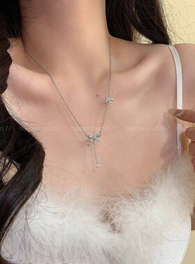 美女落泪~蝴蝶结项链轻奢小众高级感2026新款颈链配饰女轻奢气质A