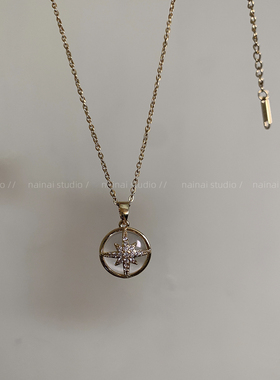 八芒星圆圈项链~轻奢精致小众设计高级感锁骨链2025秋冬锁骨链女A
